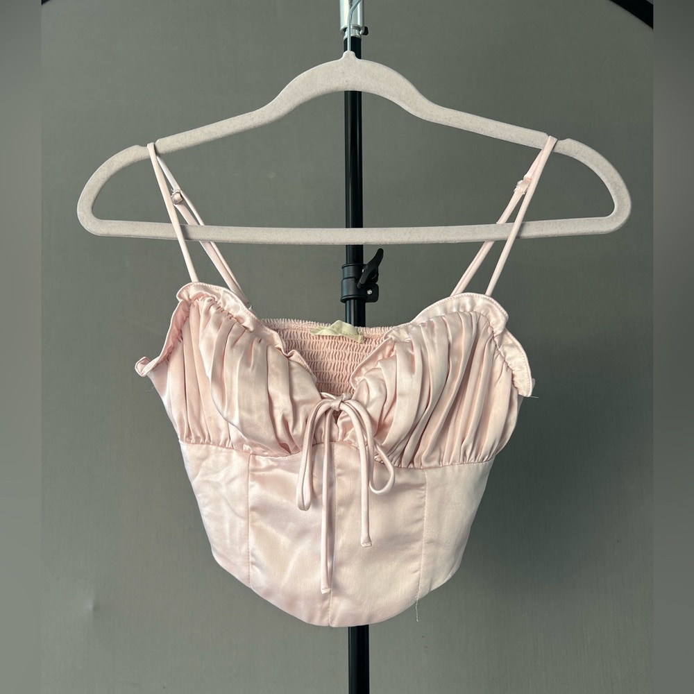 Altar'd State Pink Satin Crop Top